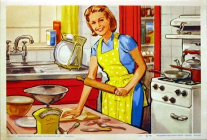 I hope she's not about to beat that dough with the rolling pin. She looks a little...edgy.